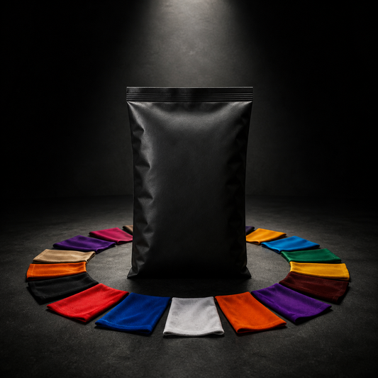 LOSTVAULT Dealer's Choice fully random mystery bag with colorful fabric swatches around it