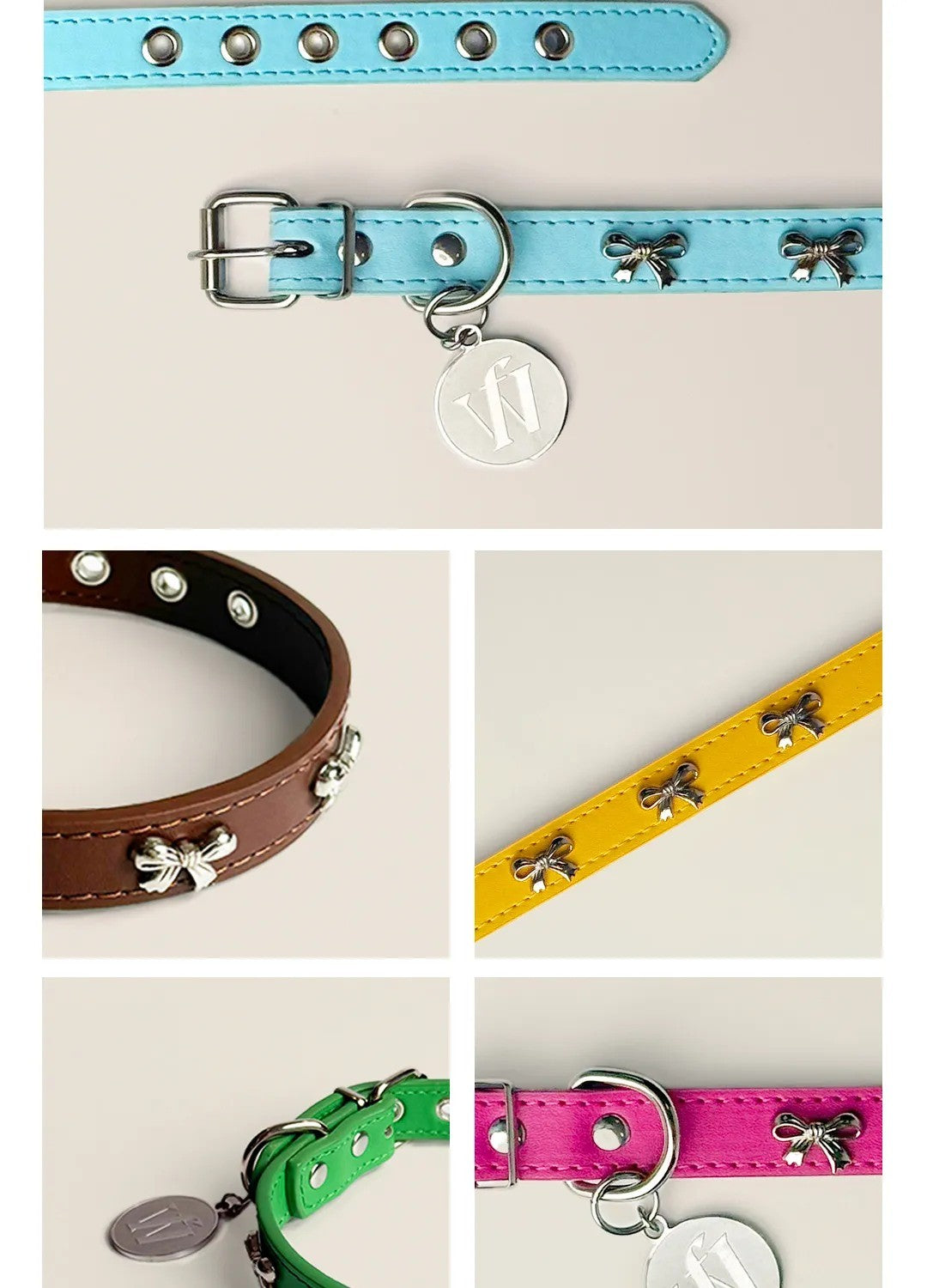 Butterfly charm dog collar color closeups