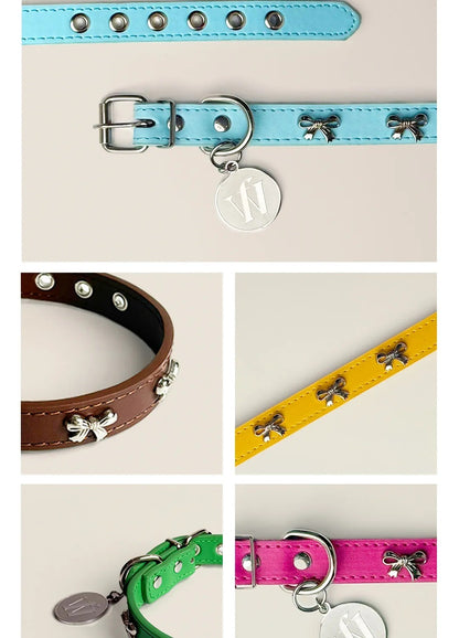 Butterfly charm dog collar color closeups