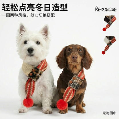 Christmas knit pet scarf for dogs and cats