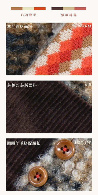 Christmas knit pet scarf material and button detail