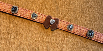 Brown butterfly dog collar strap and buckle detail